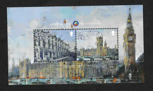 Gibraltar 2018: Calpe House, London, Block gestempelt
