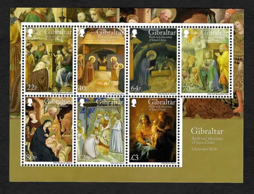 Gibraltar 2018: Weihnachten: Geburt und Anbetung von Jesus Christus, Block mnh