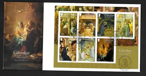 Gibraltar 2018: Weihnachten: Geburt und Anbetung von Jesus Christus, Block, FDC