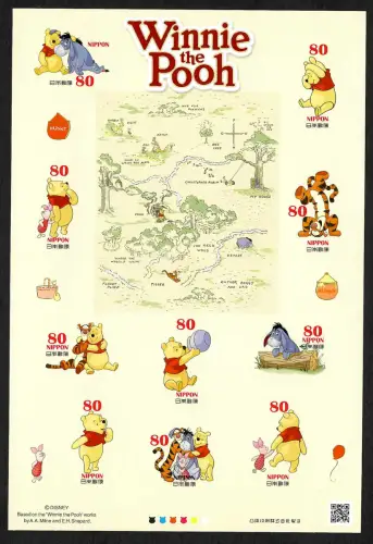 Japan: Winnie the Pooh, Folienbogen, postfrisch
