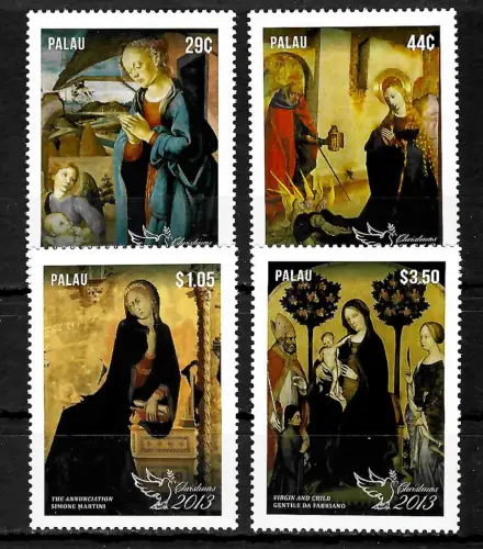Palau: 4 Briefmarken, Weihnachten, postfrisch