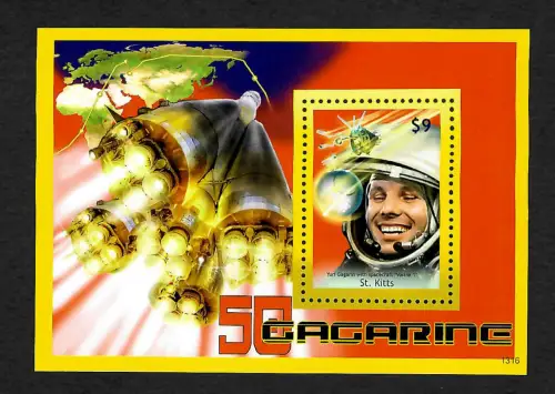St. Kitts: Weltraum Yuri Gagarin, postfrisch
