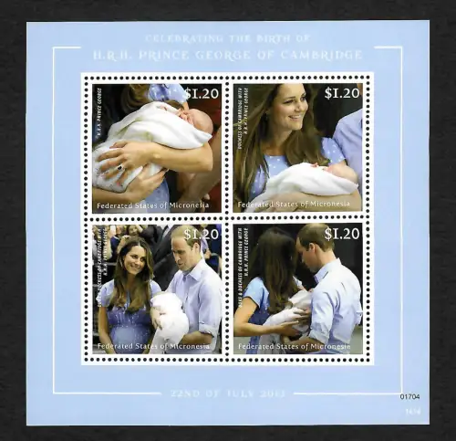 Mikronesien 2013: Celebrationg Birth of Prince George of Campbridge, bloc mnh