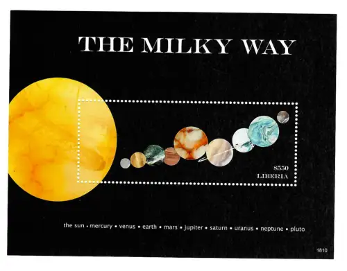 Liberia: The Milky Way: Sun, Merkur, Venus, Erde, Mars, Jupiter, Saturn, Uranus