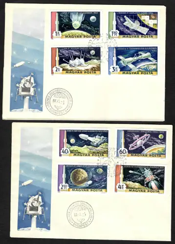 Ungarn 1969: Apollo 11 + Apollo 8, #2547-2554, 2x FDC