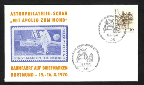 Bund 1970: Raumfahrt auf Briefmarken, Astrophilatelie Dortmund, Erinnerungskarte