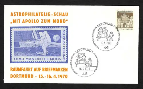 Bund 1970: Raumfahrt auf Briefmarken, Astrophilatelie Dortmund Erinnerungskarte