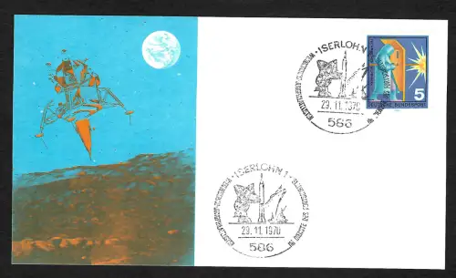 Bund 1970: Weltraum, Mondlandefähre Eagle, Iserlohn, Erinnerungskarte Werbeschau