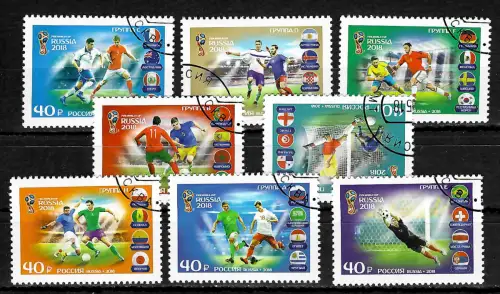 Russland 2018: Teilnehmende Mannschaften, gestempelt