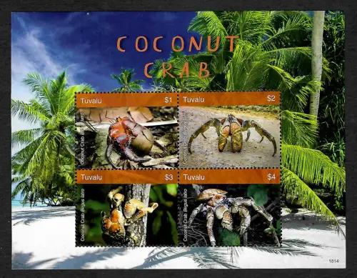 Tuvalu: Coconut Crab, Bloc of 4 stamps, mnh