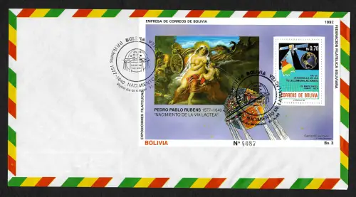 Bolivien 1992: Pedro Pablo Rubens, Milky Way, Milchstraße, Block #197, FDC