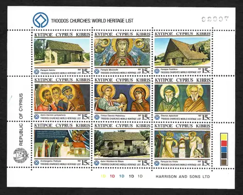 Zypern 1987: Troodos Churches - World Heritage list, #672-680, mnh - **