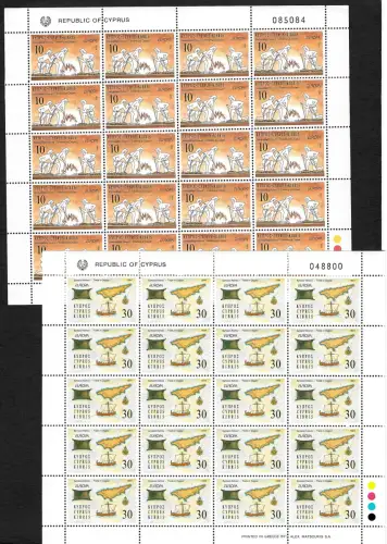 Zypern 1994: EUROPA Trade in Copper, #819-820, postfrische Kleinbogen