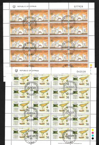 Zypern 1994: EUROPA Trade in Copper, #819-820, gestempelte Kleinbogen