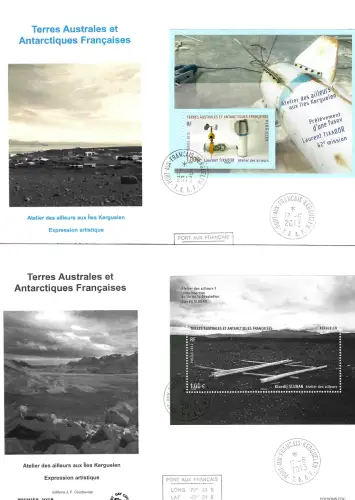 TAAF 2013: Atelier des ailleurs 1 aux iles Kerguelen, Laurent Tixador, 2x FDC