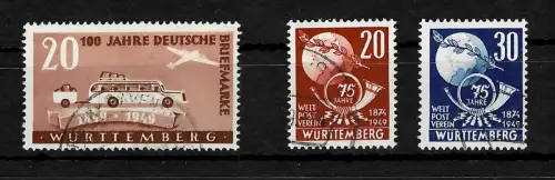 Franz. Zone: Württemberg: MiNr. 50-52, gestempelt