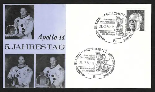 Bund 1974: Apollo 11 München, Weltraum Philatelie, Neil Armstrong