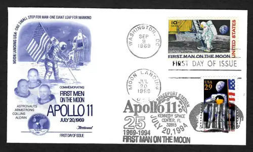 USA 1994/1969: First men on the moon, Apollo 11, FDC, Astronauts, Moon landing