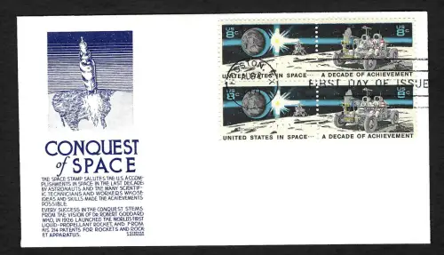 USA 1971: Conguest of Space, Houston, #1046-47, Viererblock FDC