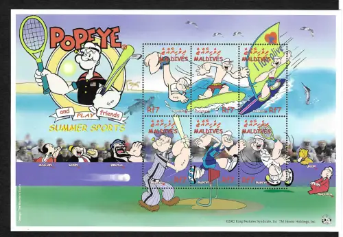 Malediven 2002: Popeye - Summer Sports, mnh, Block postfrisch