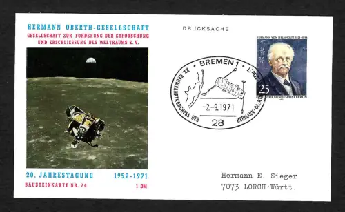 Berlin 1971: Bausteinkarte Nr. 74, Jahrestagung, Bremen