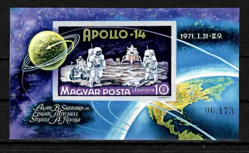 Ungarn 1971: Apollo 14, Block #80B, postfrisch