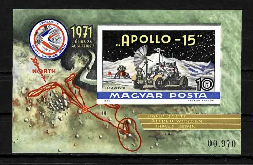 Ungarn 1971: Apollo 15, Block #87B, postfrisch