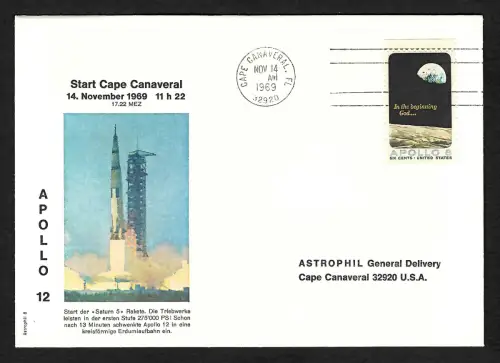 USA 1969: Cape Canaveral, Start Apollo 12, stamp Apollo 8 #981