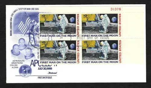 USA 1969: Cape Canaveral, Apollo 11 Besatzung,  #990, First man on the moon, FDC
