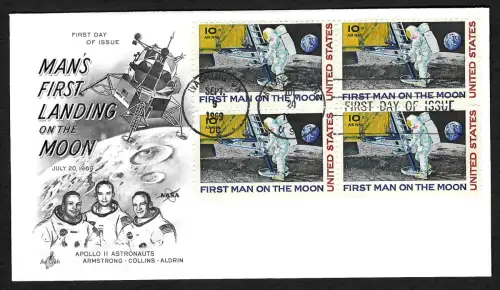 USA 1969: Cape Canaveral, Apollo 11 Besatzung,  #990, First man on the moon FDC
