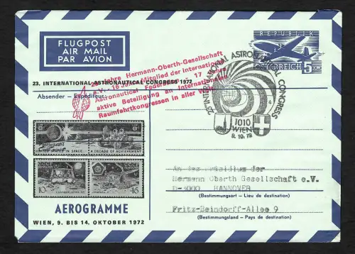 Österreich 1972: Aerobramme Wien, Raumfahrtkongress