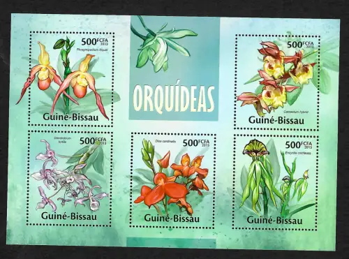 Guiné-Bissau 2013: Orquideas, Orchideen, Block postfrisch **