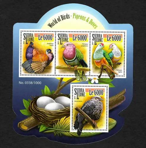 Sierra Leone 2015: World of Birds, Pigeons&Doves, Block postfrisch, **