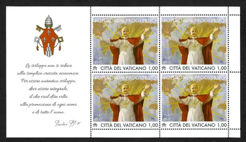 Vatikan 2017: 50 Jahre Enzyklika, Block postfrisch