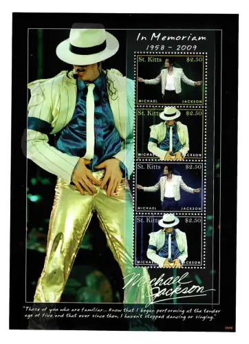 St. Kitts 2009: The King of Pop - Michael Jackson, #1047-1050, postfrisch