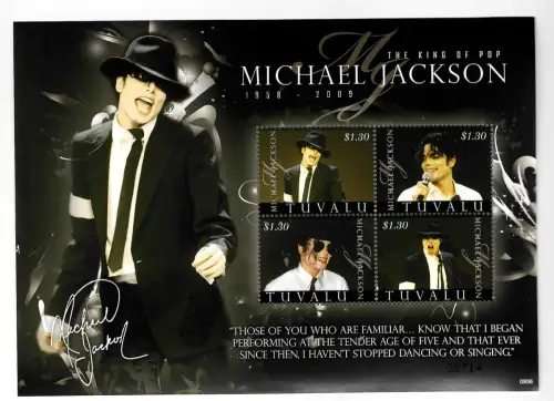 Tuvalu 2009: King of Pop - Michael Jackson, Block, postfrisch