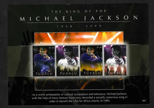 Tuvalu 2009: King of Pop - Michael Jackson, Block, postfrisch **