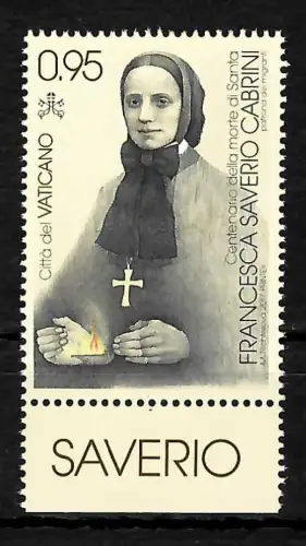 Vatikan 2017: Todestag der heiligen Francesca Saverio Cabrini, postfrisch