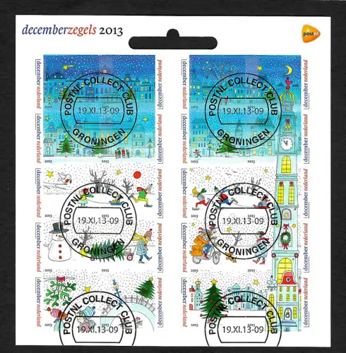 Niederlande 2013: Dezembermarken #3167-3176, Folienblatt gestempelt