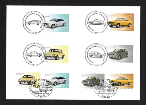 Bund 2017: Klassische deutsche Automobile der 70er und 80er Jahre, FDC