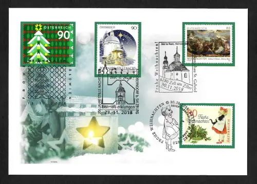 Österreich 2018: Weihnachten, verschiedene Sonderstempel
