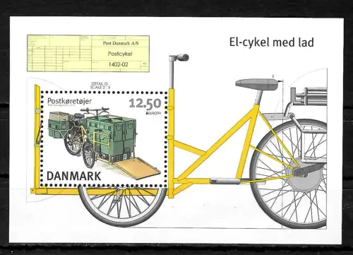 Dänemark EUROPA Postfahrrad, Postcykel, El-cykel med lad, postfrisch