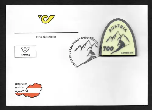 Österreich 2020: Ski-Spitze im Wert von 7 Euro auf FDC