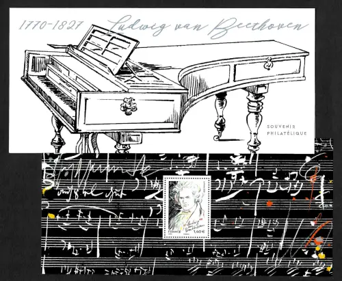Frankreich 2020: Souvenir Phiulatélique Ludwig van Beethoven, Block im Folder **