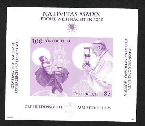 Östereich 2020: ORF Friedenslicht aus Bethlehem, Gemeinschaft mit Vatikan, **