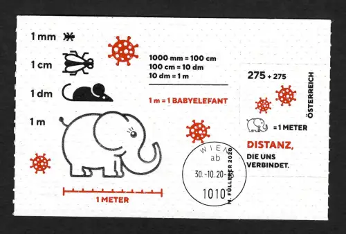 Östereich 2020: Erste Klopapier Briefmarke der Welt, Block gestempelt