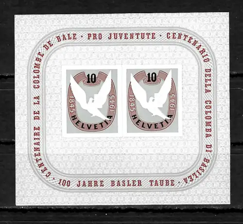 Schweiz : 100 Jahre Baseler Taube - Block postfrisch