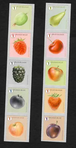Belgien 2018 Früchte: 10 Rollenmarken, postfrisch