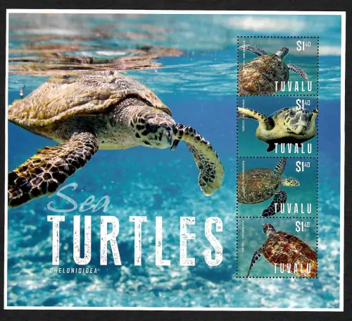Tuvalu: Sea Turtles, Chelonioidea, Block mnh, postfrisch