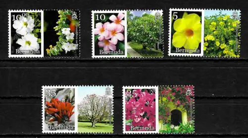 Bermuda: 5x Blumen Briefmarken, postfrisch